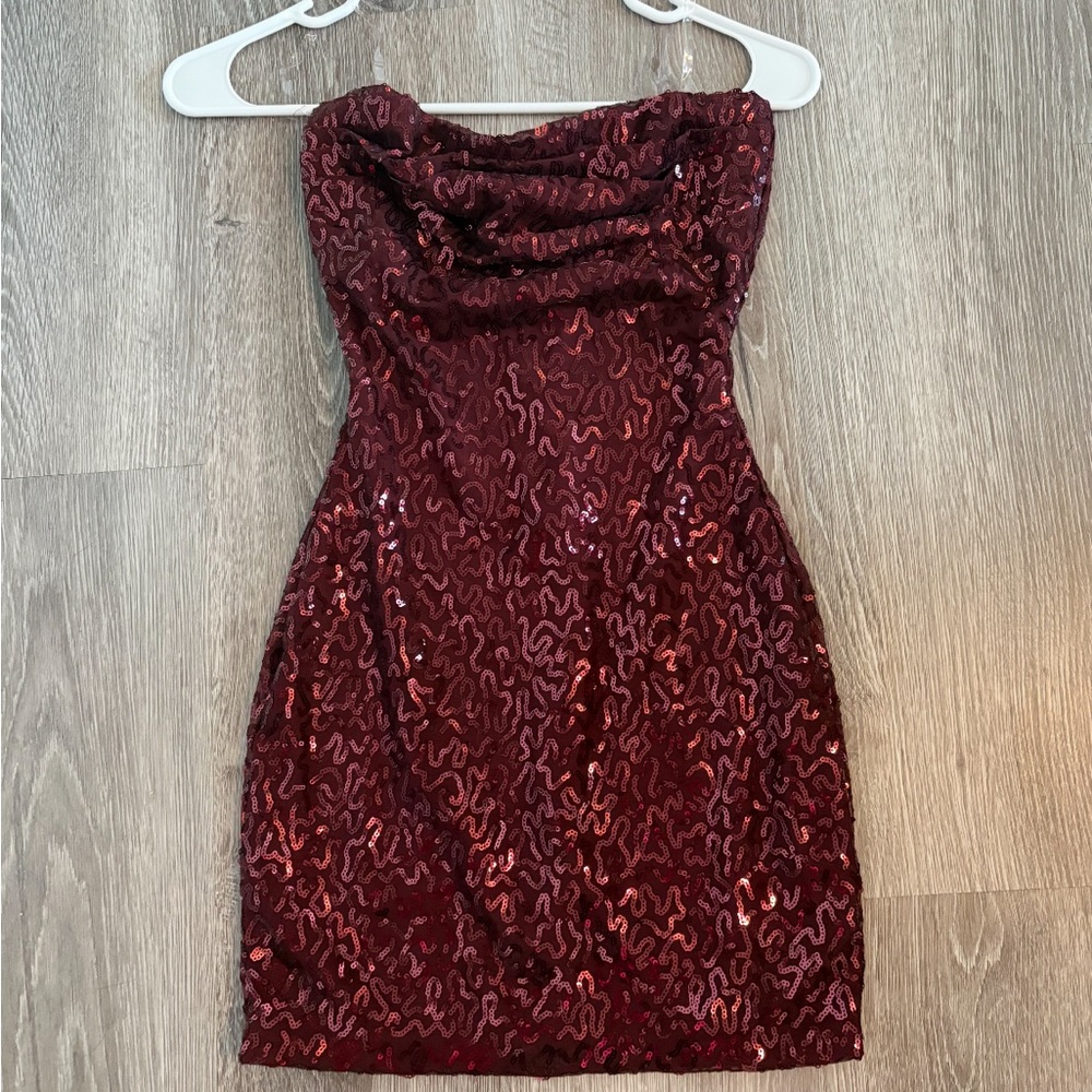 Windsor Burgundy Sequin Mini Dress
